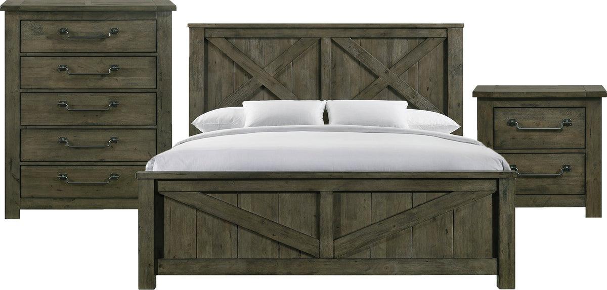 Elements Bedroom Sets - Memphis King Panel 3PC Bedroom Set in Grey Antique Grey