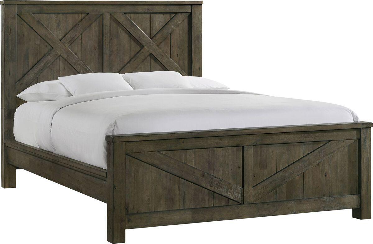 Elements Bedroom Sets - Memphis King Panel 5PC Bedroom Set in Grey Antique Grey