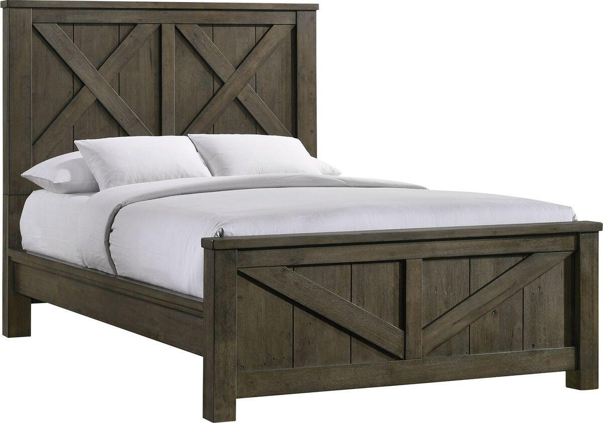 Elements Bedroom Sets - Memphis Queen Panel 5PC Bedroom Set in Grey Antique Grey