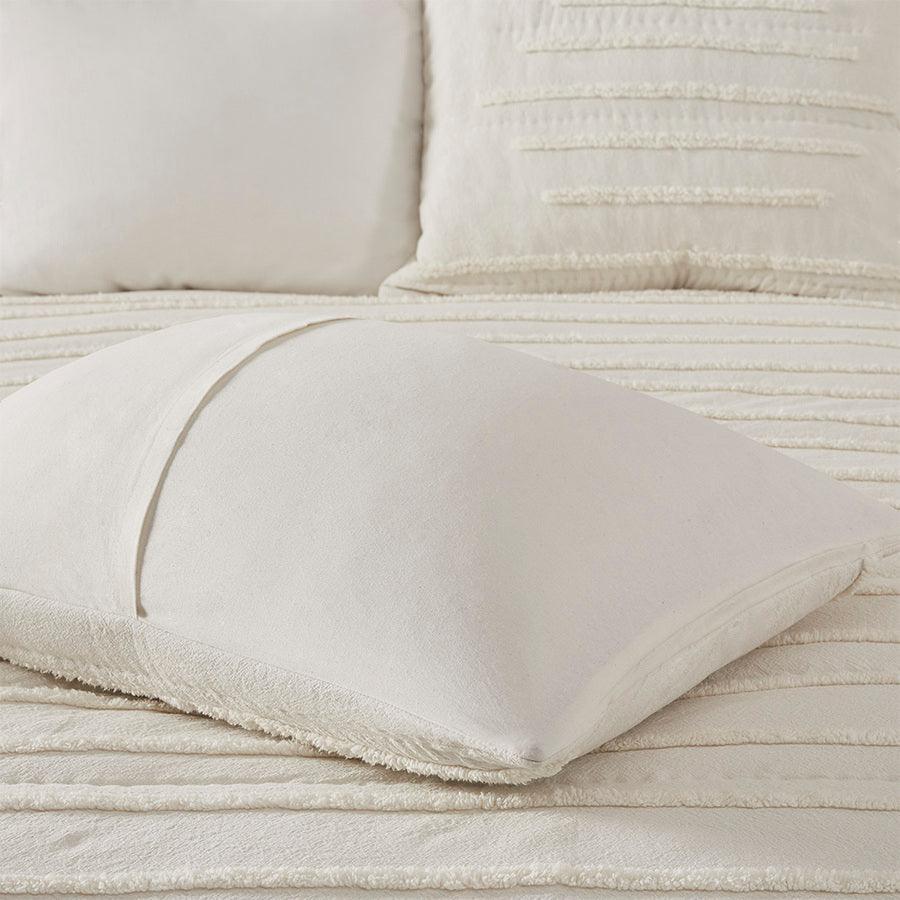 Olliix.com Comforters & Blankets - Mercer Modern 3 Piece Cotton Chenille Coverlet Set Full/Queen Ivory