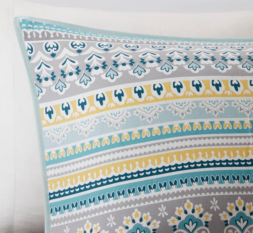 Olliix.com Comforters & Blankets - Mercia 7 Piece Reversible Cotton 26 " W Sateen Comforter Set Teal Queen