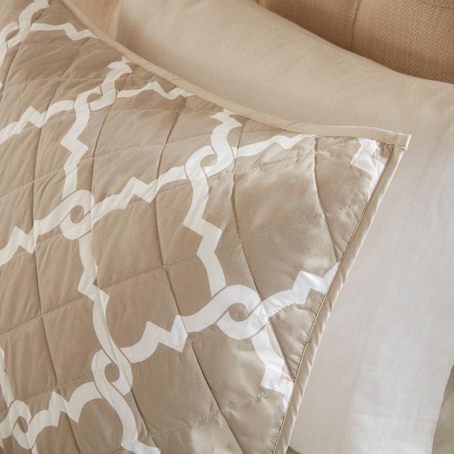 Olliix.com Comforters & Blankets - Merritt Transitional 4 Piece Reversible Coverlet Set Full/Queen Taupe
