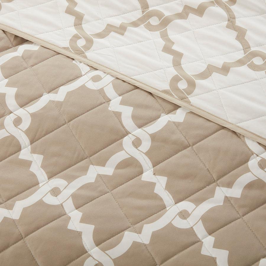 Olliix.com Comforters & Blankets - Merritt Transitional 4 Piece Reversible Coverlet Set Full/Queen Taupe