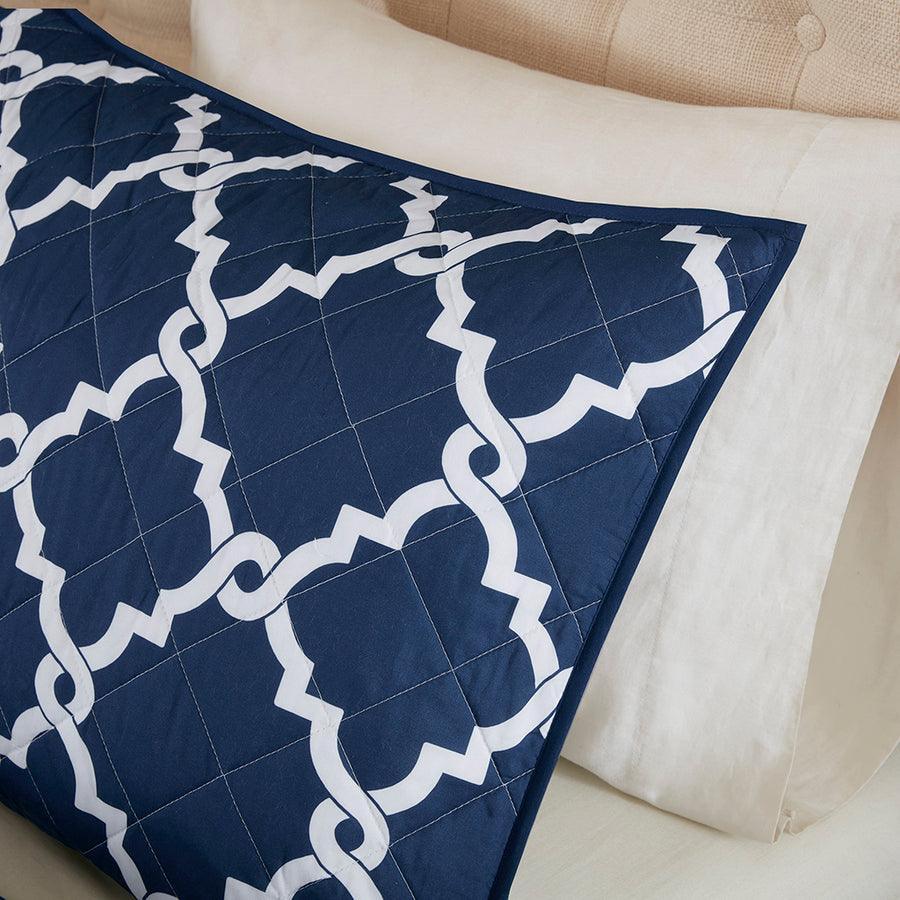 Olliix.com Comforters & Blankets - Merritt Transitional 4 Piece Reversible Coverlet Set King/Cal King Navy