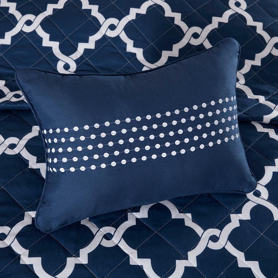 Olliix.com Comforters & Blankets - Merritt Transitional 4 Piece Reversible Coverlet Set King/Cal King Navy