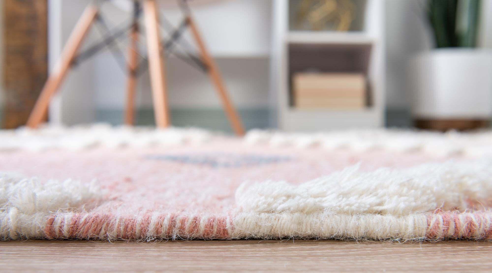 Unique Loom Indoor Rugs - Mesa Geometric Rectangular 8x10 Rug Pink & Ivory