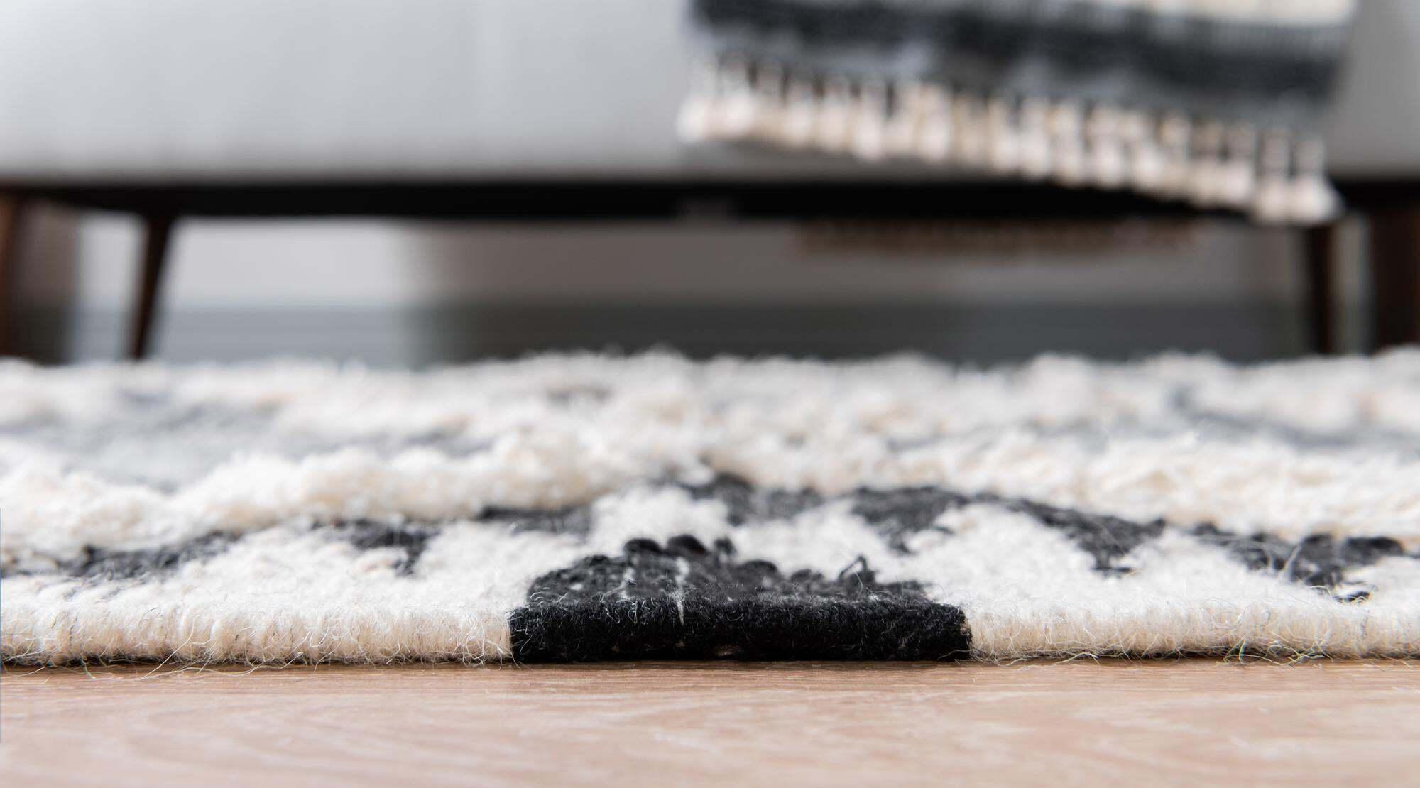 Unique Loom Indoor Rugs - Mesa Geometric Rectangular 9x12 Rug Charcoal & Ivory