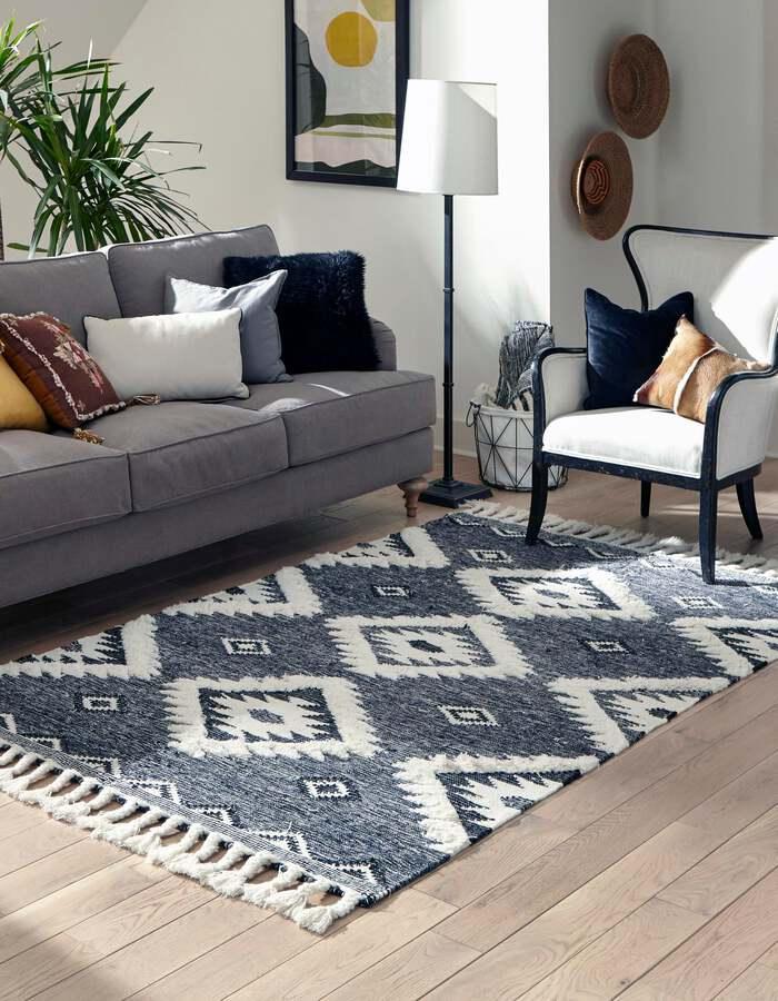 Unique Loom Indoor Rugs - Mesa Tribal 8x10 Rectangular Rug Charcoal