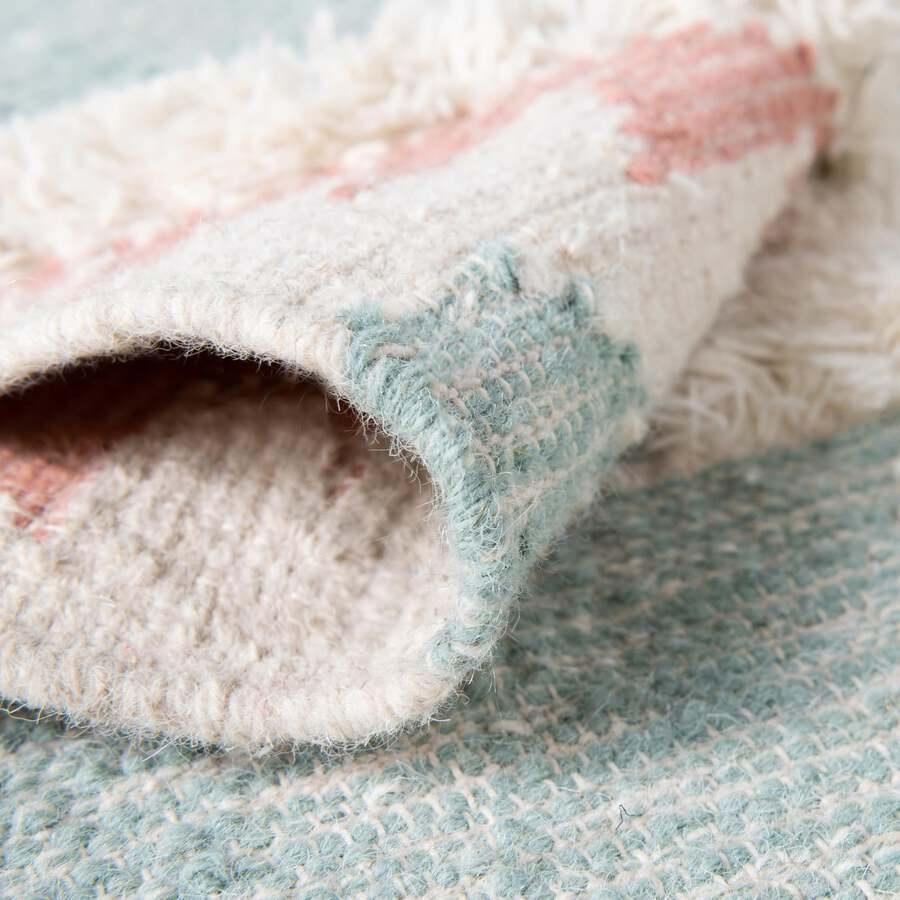 Unique Loom Indoor Rugs - Mesa Tribal 8x11 Rectangular Rug Light Blue