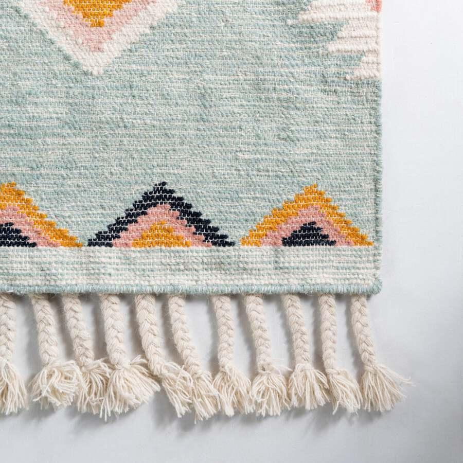 Unique Loom Indoor Rugs - Mesa Tribal 8x11 Rectangular Rug Light Blue