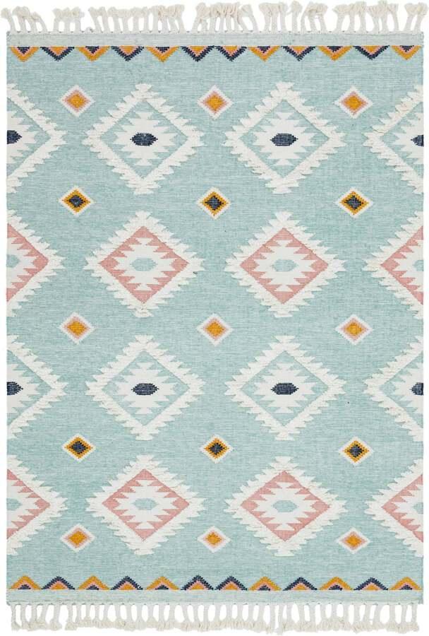 Unique Loom Indoor Rugs - Mesa Tribal 8x11 Rectangular Rug Light Blue
