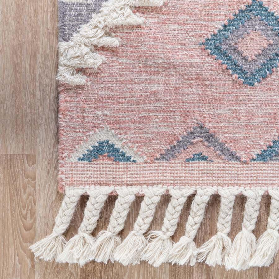 Unique Loom Indoor Rugs - Mesa Tribal 8x11 Rectangular Rug Pink