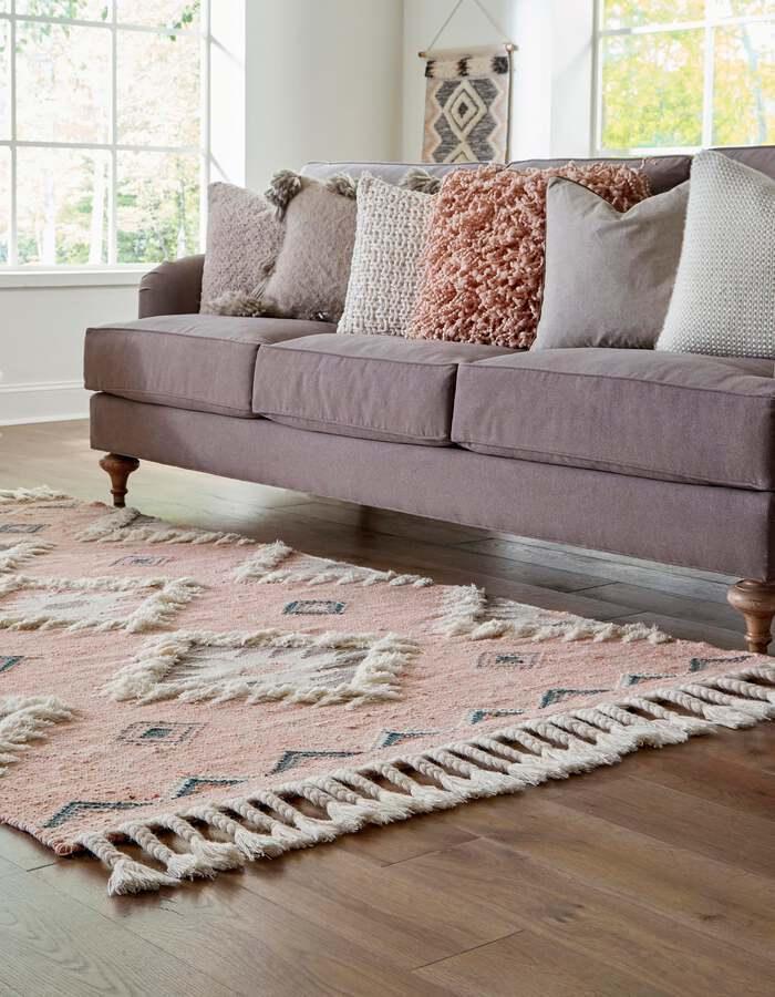 Unique Loom Indoor Rugs - Mesa Tribal 8x11 Rectangular Rug Pink