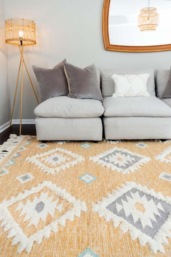 Unique Loom Indoor Rugs - Mesa Tribal 8x11 Rectangular Rug Yellow