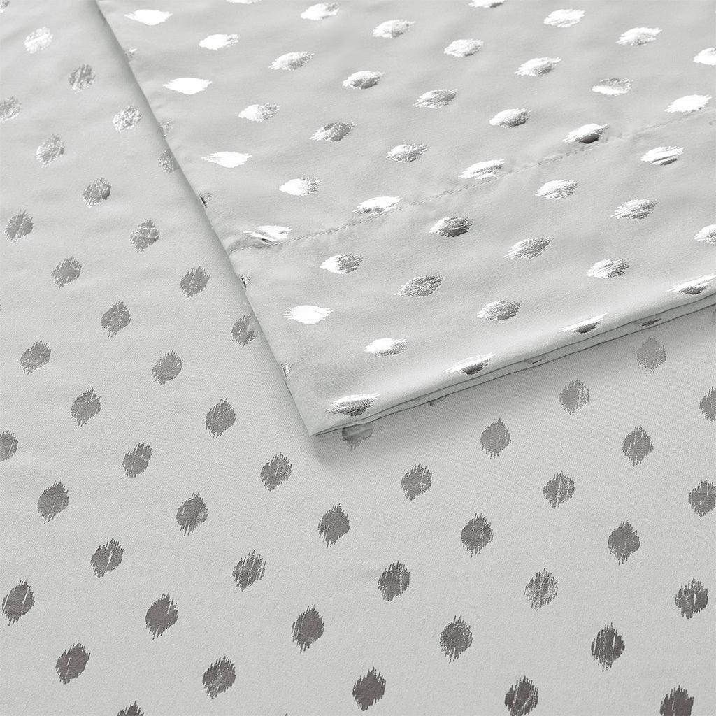 Olliix.com Sheets & Sheet Sets - Metallic Dot Full Sheet Set Gray & Silver