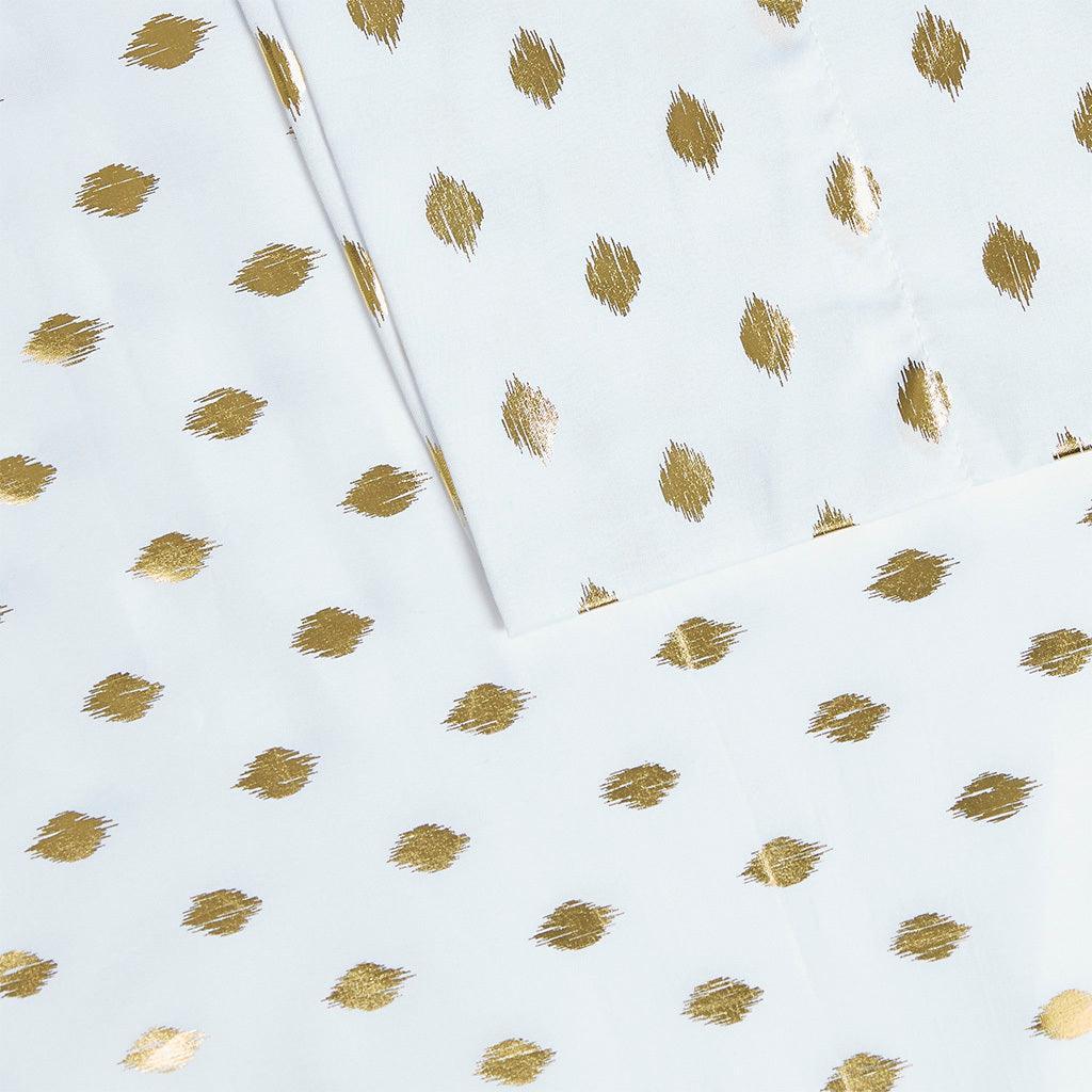 Olliix.com Sheets & Sheet Sets - Metallic Dot Full Sheet Set White & Gold