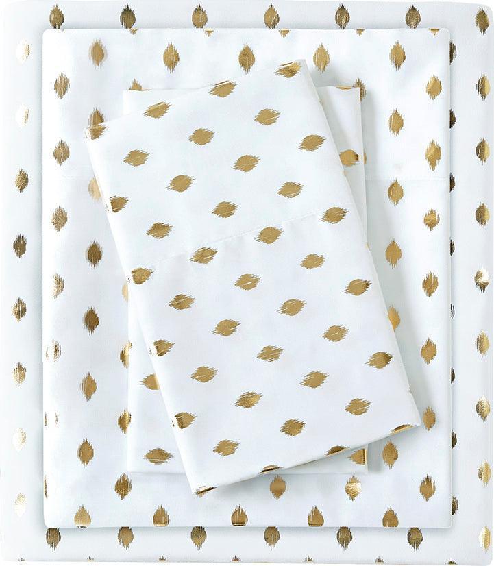 Olliix.com Sheets & Sheet Sets - Metallic Dot Full Sheet Set White & Gold
