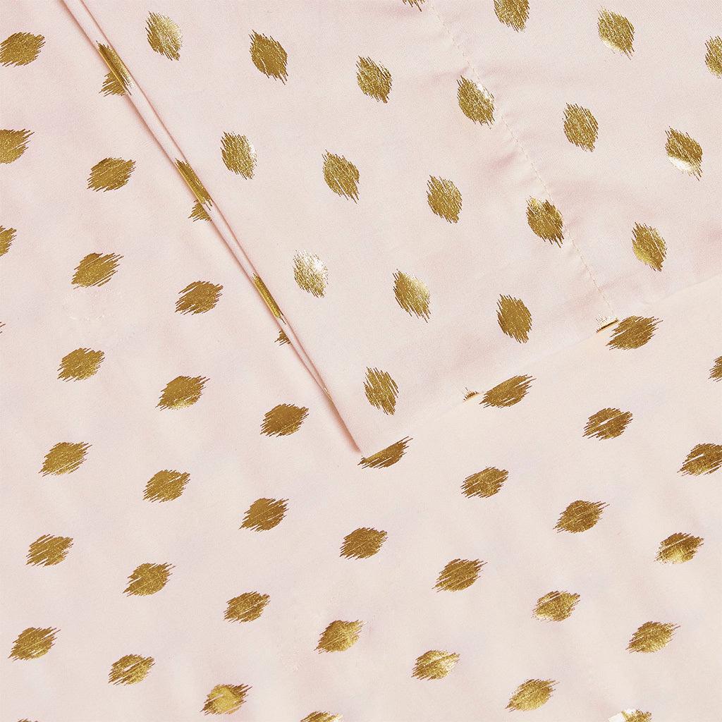 Olliix.com Sheets & Sheet Sets - Metallic Dot Twin Sheet Set Blush & Gold