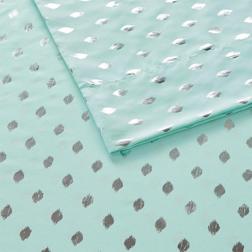 Olliix.com Sheets & Sheet Sets - Metallic Dot Twin XL Sheet Set Aqua & Silver