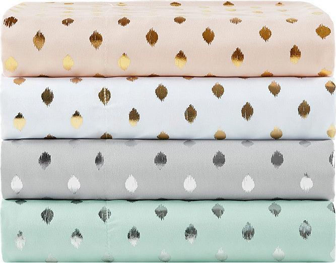 Olliix.com Sheets & Sheet Sets - Metallic Dot Twin XL Sheet Set Aqua & Silver