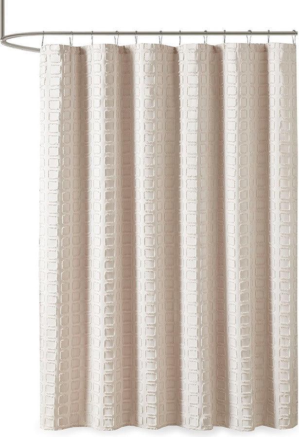 Olliix.com Shower Curtains - Metro Woven Clipped Solid Shower Curtain Sand