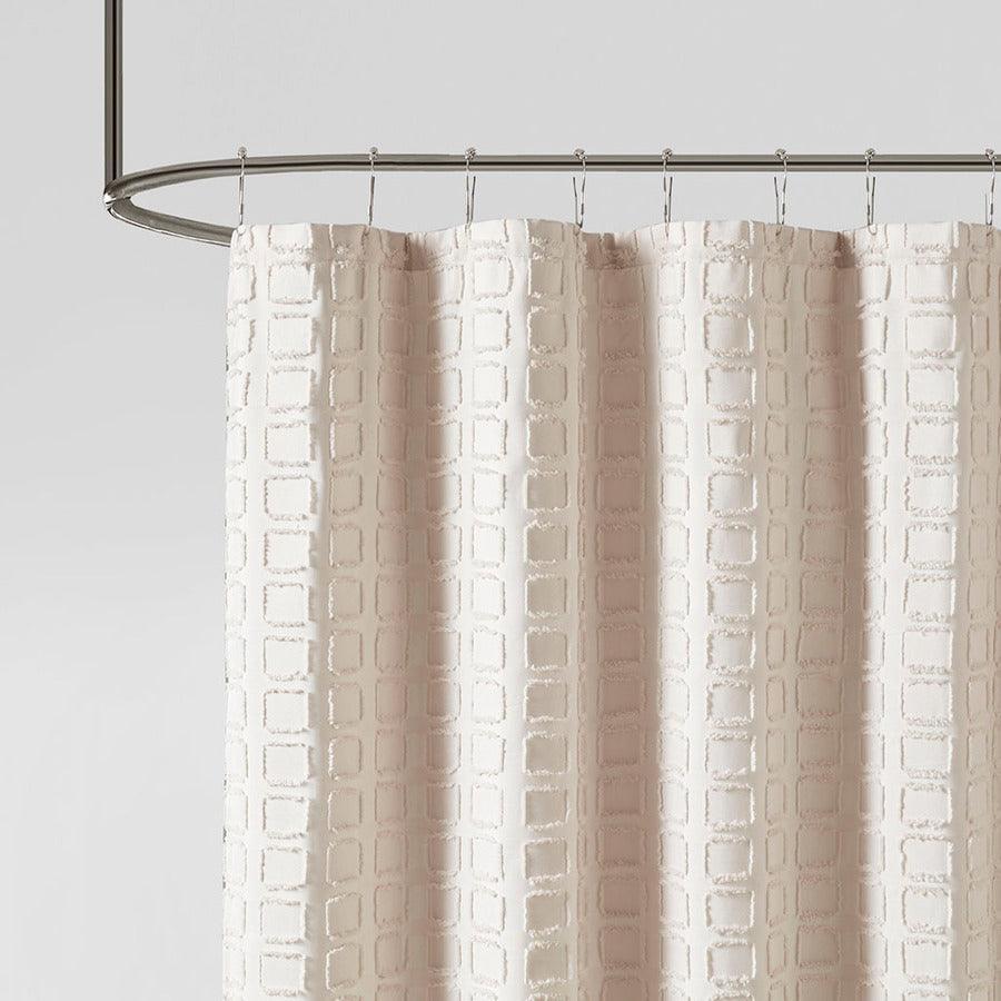 Olliix.com Shower Curtains - Metro Woven Clipped Solid Shower Curtain Sand