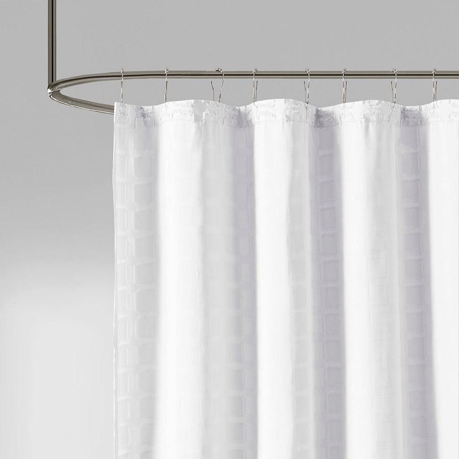 Olliix.com Shower Curtains - Metro Woven Clipped Solid Shower Curtain White