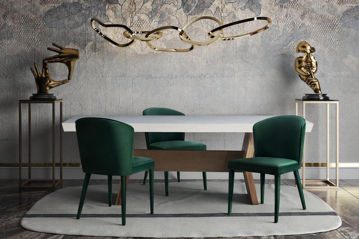 Tov Furniture Accent Chairs - Metropolitan Forest Green Velvet Chair