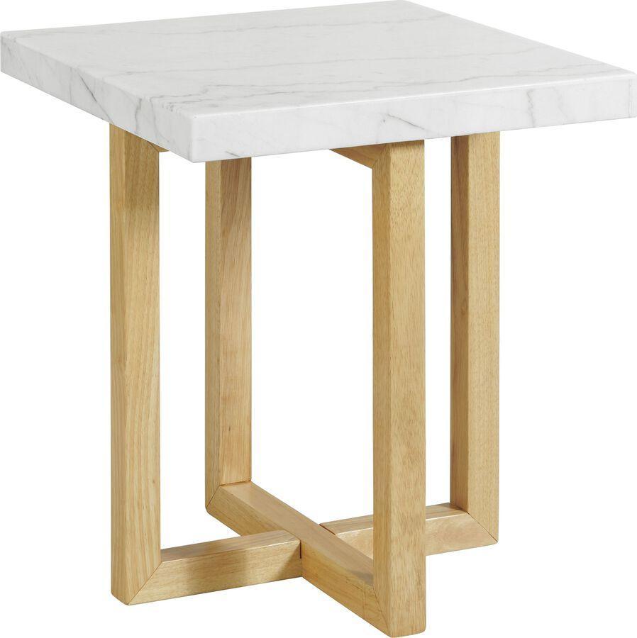 Elements Living Room Sets - Meyers 2 Piece Occasional Marble Table Set in Natural