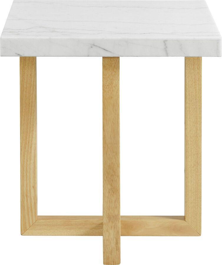 Elements Living Room Sets - Meyers 2 Piece Occasional Marble Table Set in Natural