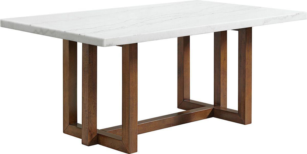 Elements Dining Tables - Meyers Rectangular White Marble Top Dining Table with Espresso Base White