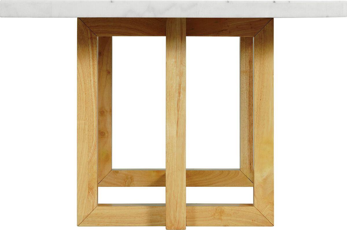 Elements Dining Tables - Meyers Rectangular White Marble Top Dining Table with Natural Base White