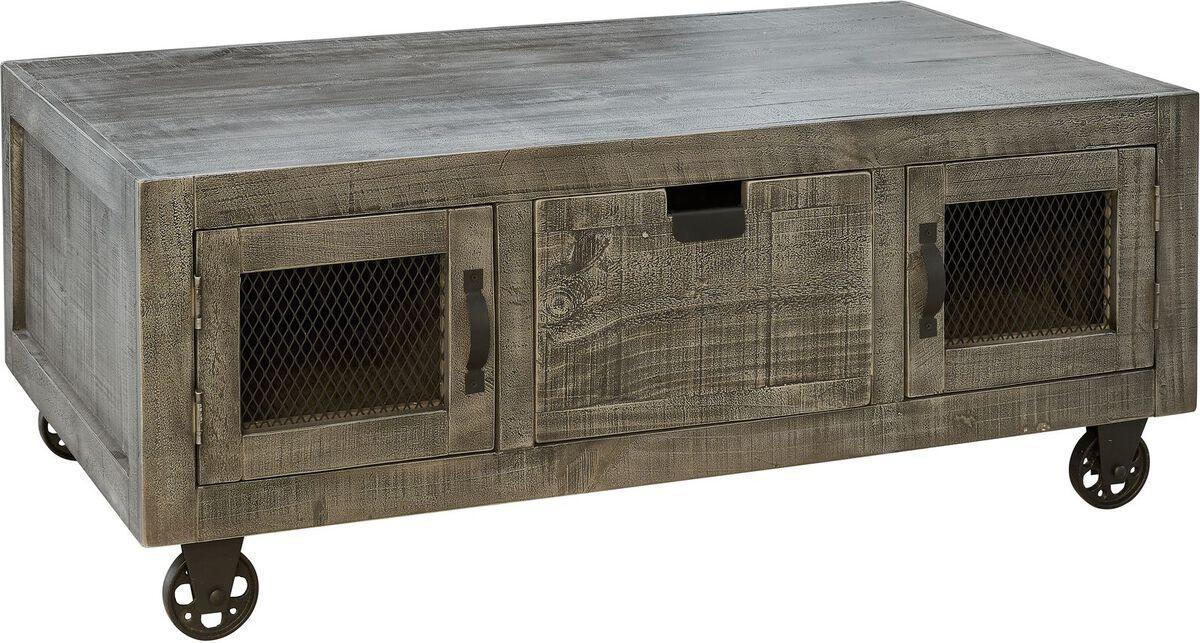 Elements Coffee Tables - Micah Rectangular Storage Coffee Table in Gray
