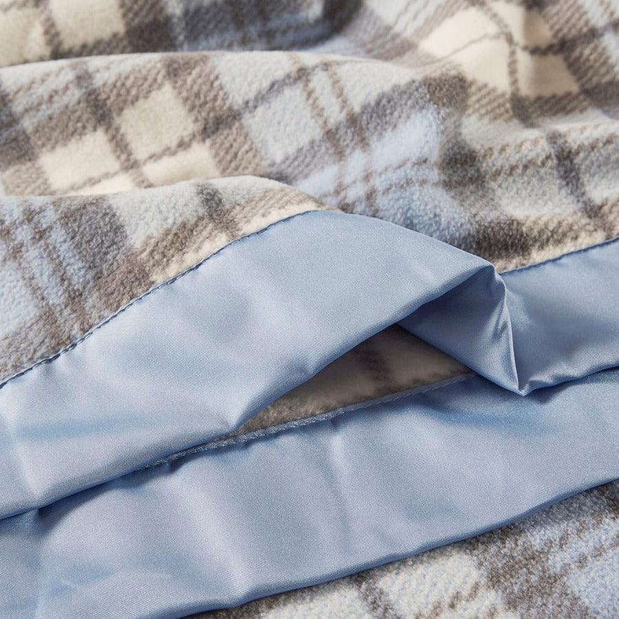 Olliix.com Comforters & Blankets - Micro Fleece Blanket Twin Blue Plaid