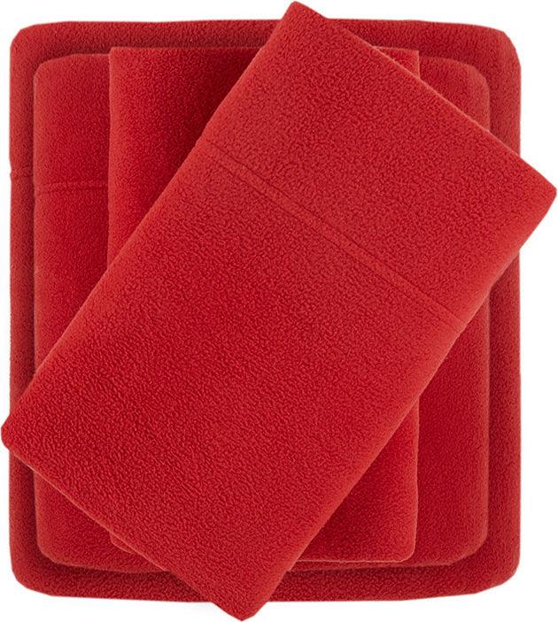 Olliix.com Sheets & Sheet Sets - Micro Fleece California King Sheet Set Red