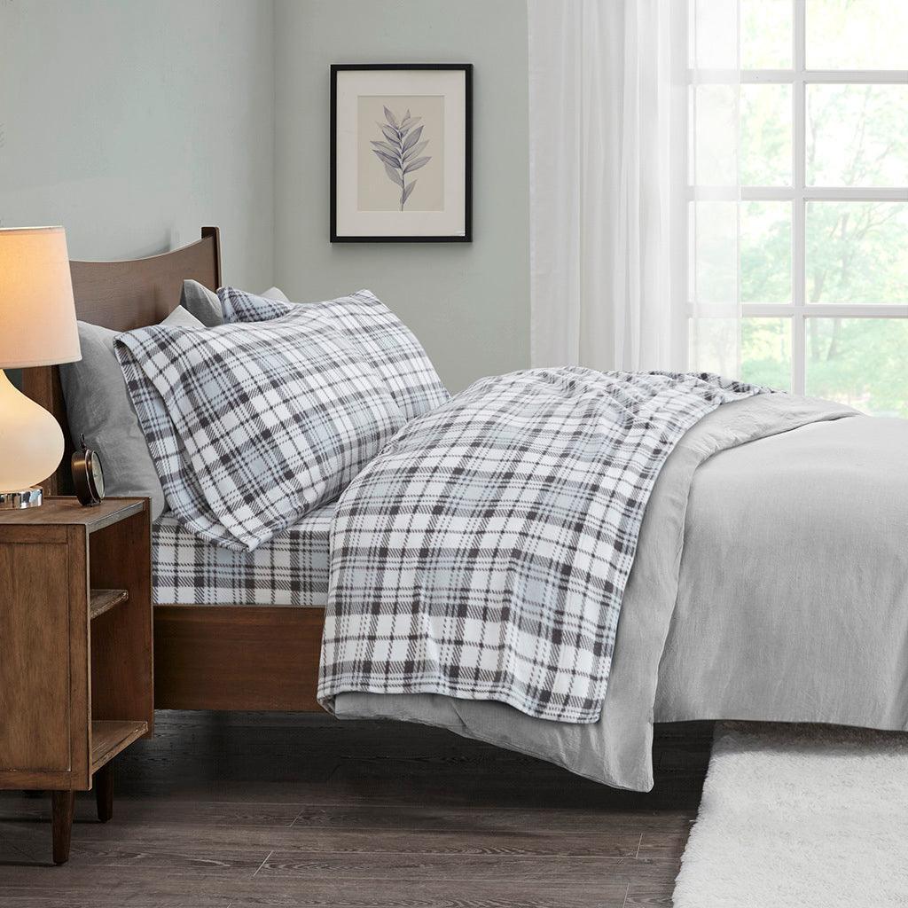 Olliix.com Sheets & Sheet Sets - Micro Fleece Full Knitted Sheet Set Gray
