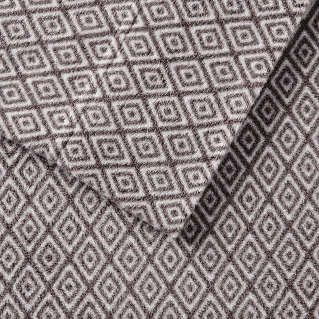 Olliix.com Sheets & Sheet Sets - Micro Fleece Full Sheet Set Gray Diamond
