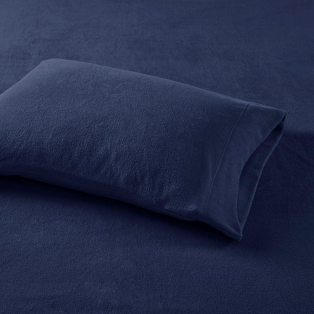 Olliix.com Sheets & Sheet Sets - Micro Fleece Full Sheet Set Navy