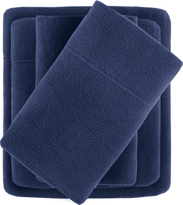 Olliix.com Sheets & Sheet Sets - Micro Fleece Full Sheet Set Navy