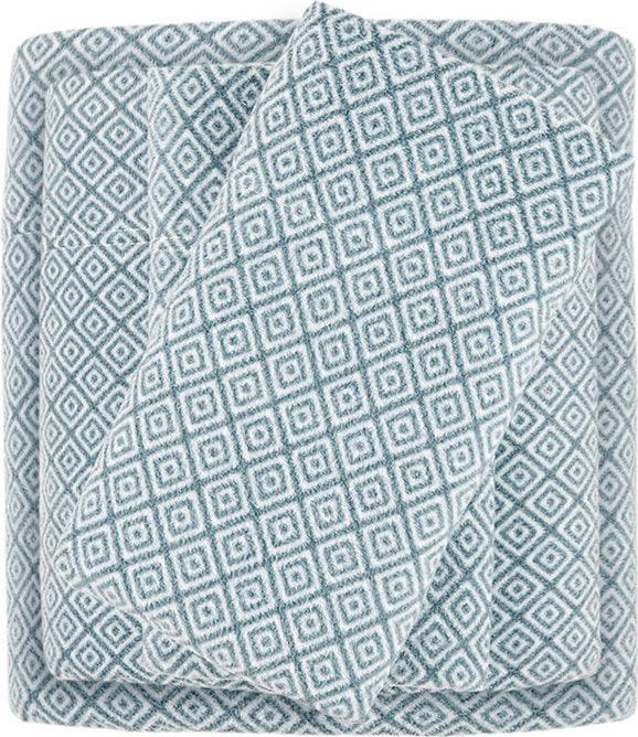 Olliix.com Sheets & Sheet Sets - Micro Fleece King Sheet Set Blue Diamond