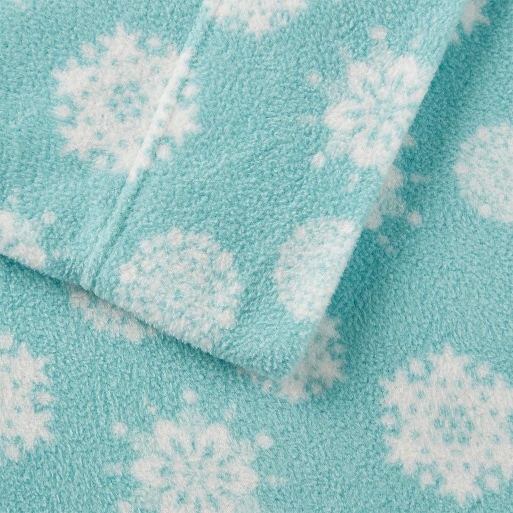 Olliix.com Sheets & Sheet Sets - Micro Fleece Queen Kintted Sheet Set Blue