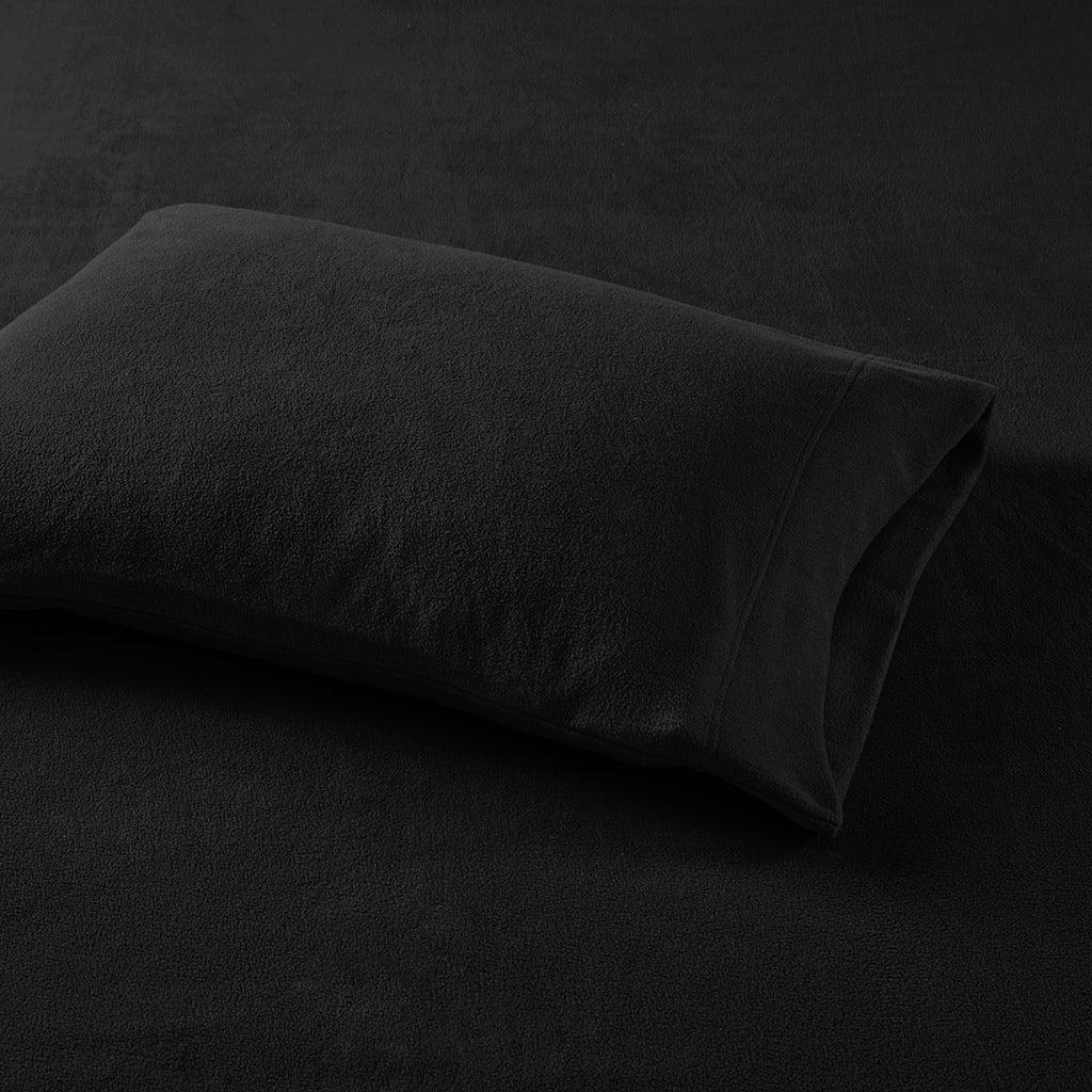Olliix.com Sheets & Sheet Sets - Micro Fleece Queen Sheet Set Black