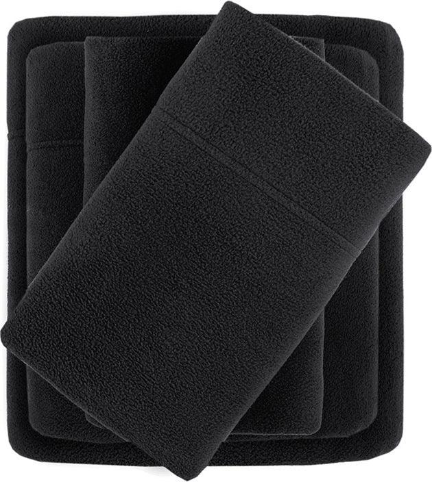 Olliix.com Sheets & Sheet Sets - Micro Fleece Queen Sheet Set Black