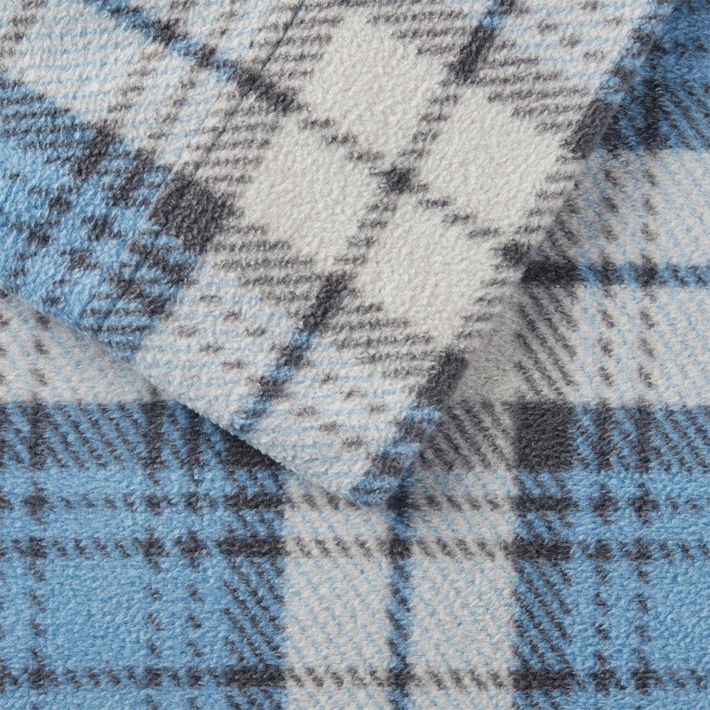 Olliix.com Sheets & Sheet Sets - Micro Fleece Queen Sheet Set Blue Plaid