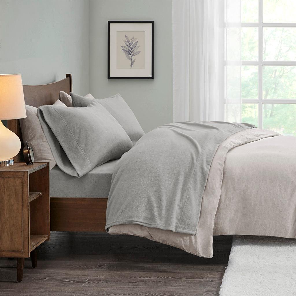 Olliix.com Sheets & Sheet Sets - Micro Fleece Twin Sheet Set Gray