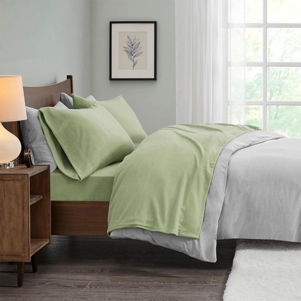 Olliix.com Sheets & Sheet Sets - Micro Fleece Twin Sheet Set Green
