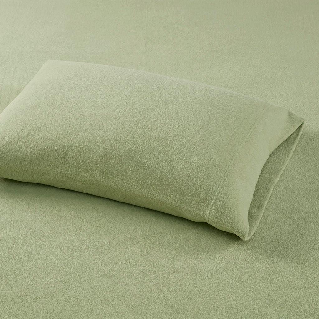 Olliix.com Sheets & Sheet Sets - Micro Fleece Twin Sheet Set Green