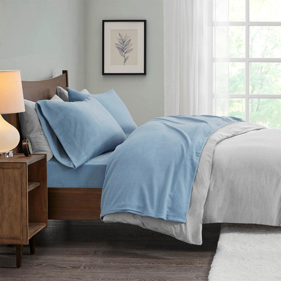 Olliix.com Sheets & Sheet Sets - Micro Full Fleece Sheet Set Blue