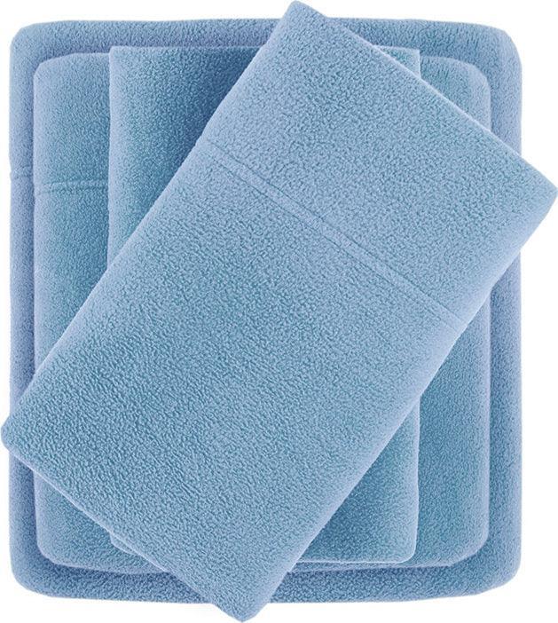 Olliix.com Sheets & Sheet Sets - Micro Full Fleece Sheet Set Blue