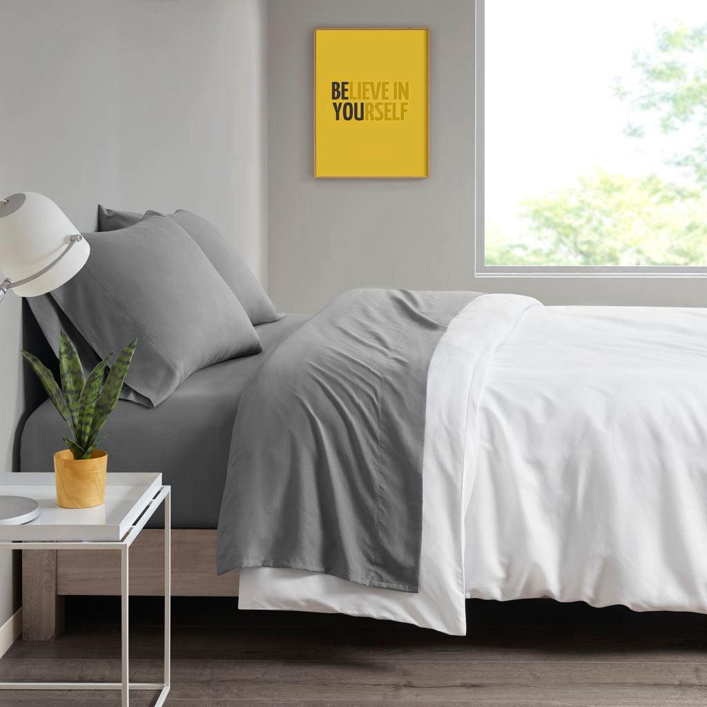 Olliix.com Sheets & Sheet Sets - Microfiber King Sheet Set Charcoal